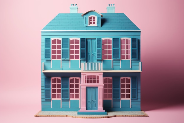 Blue doll house Generate Ai