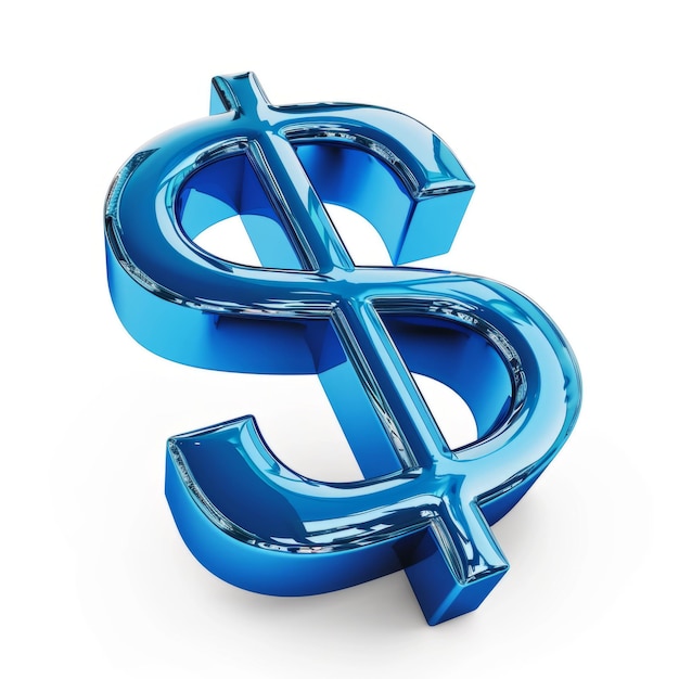 Photo blue dollar sign on white background