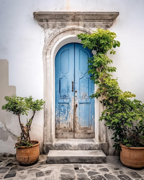 A blue door in a house