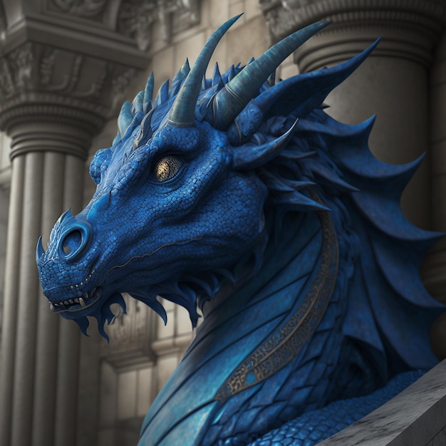 Blue dragon colourful animal ai Generative AI