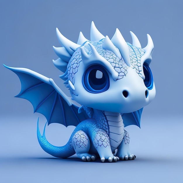 A blue dragon figurine with a blue dragon on its head.