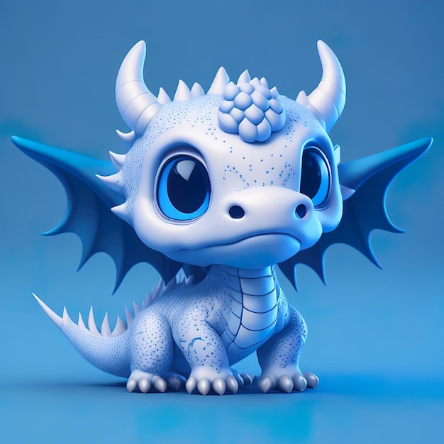 A blue dragon figurine with a blue dragon on its head.