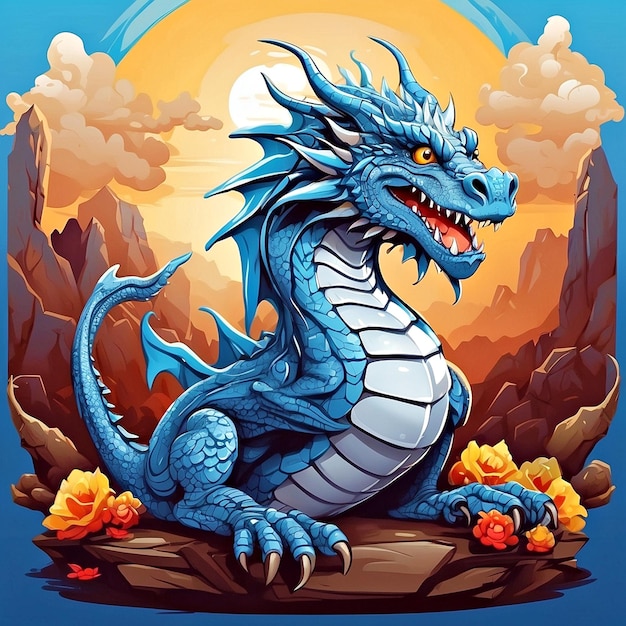 Blue dragon vector