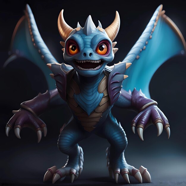 a blue dragon with a black background with a black background