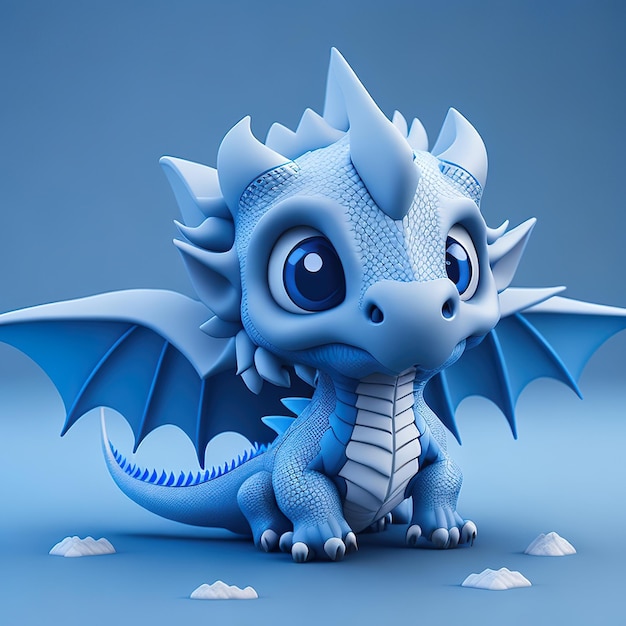 Синий дракон с синим драконом на голове.