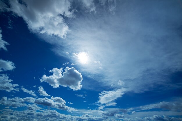 blue and dramatic clouds sky in winter