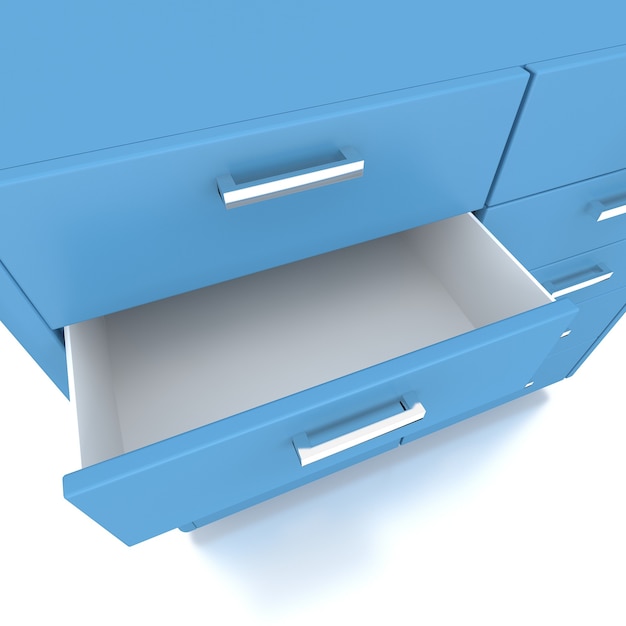 blue drawer of low cabinet .3d rendering