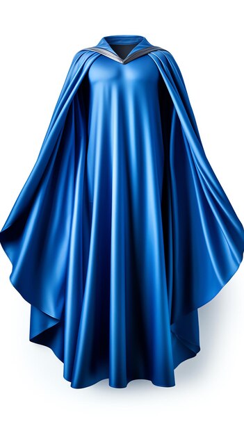 a blue dress with a cape