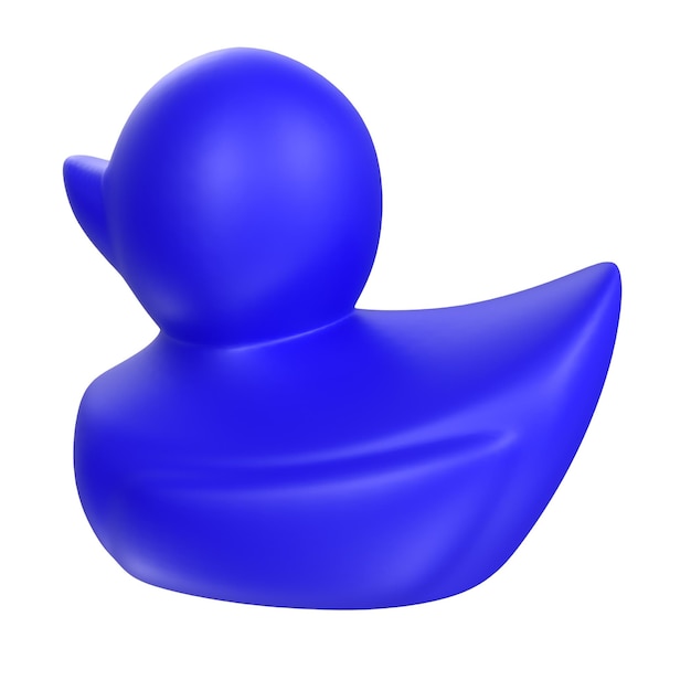 A blue duck with a white background and a black head.