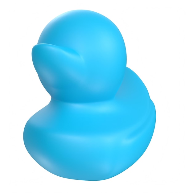 A blue duck with a white background and the word duck on it.