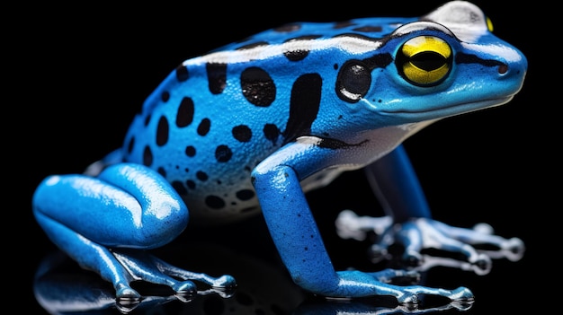 Photo blue dyeing dart frog dendrobates tinctorius azureus