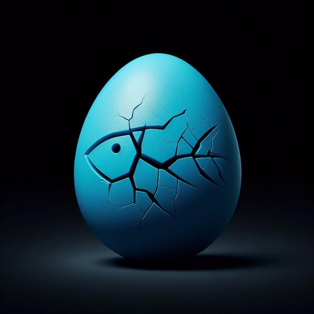 Photo a blue egg with a cracked shell on it