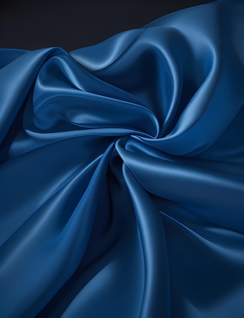 Blue elegant and beautiful wavy satin silk luxury fabric texture background abstract backgroun