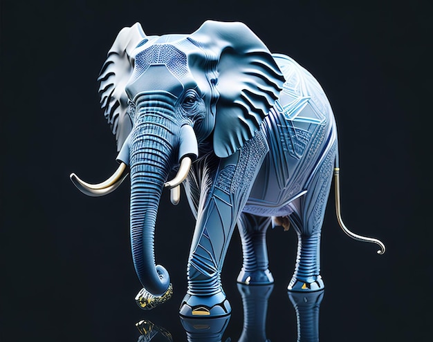 A blue elephant with a diamond pattern on its head