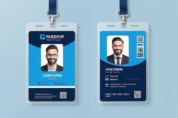 Photo blue employee id card template