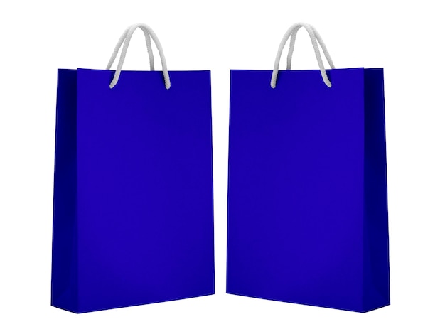 Blue empty Paper bag isolated on white background for design