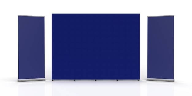 blue exhibition fabric wall banner cloth straight display stand isolated on a white background
