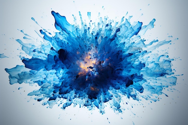 Blue explosion light white background generative ai