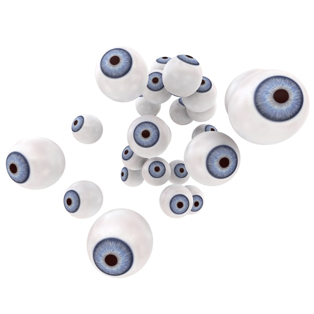 Blue eye balls floating in mid-air