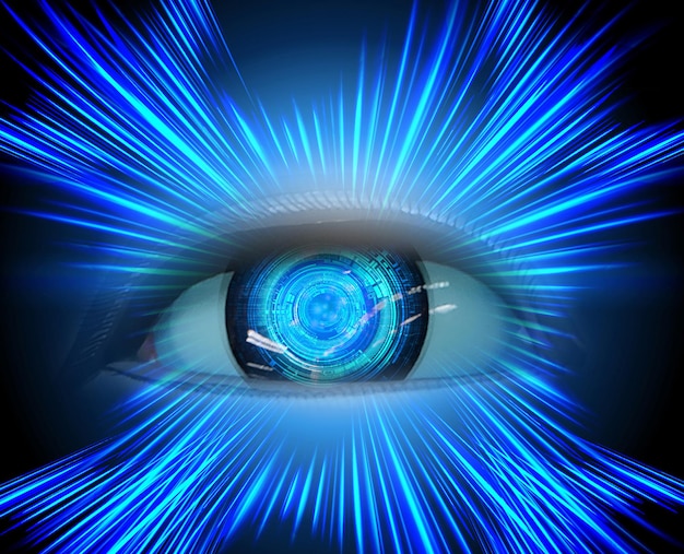 blue eye cyber circuit future technology concept background