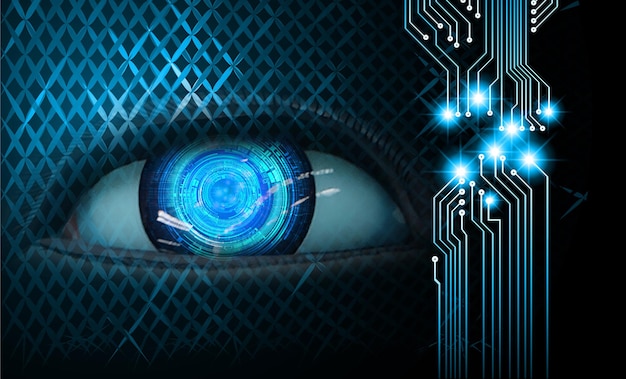 Blue eye cyber circuit future technology concept background