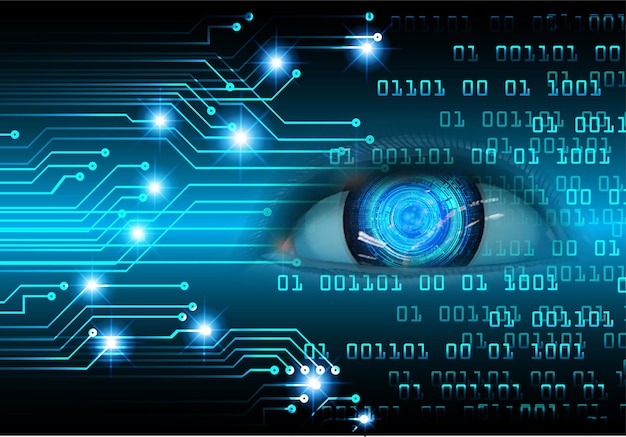 Синий глаз кибер цепи будущей технологии концепции фон