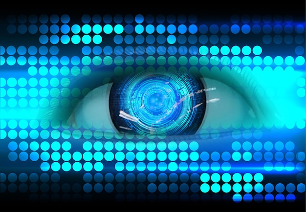 Photo blue eye cyber circuit future technology concept background