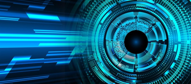 Blue eye cyber circuit future technology concept background