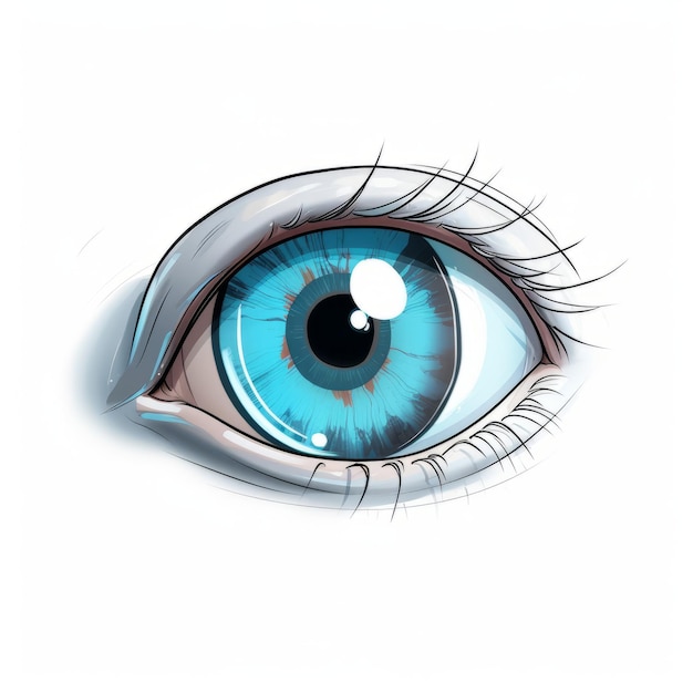 Blue Eye Illustration Stylized Realism With Detailed Character Design