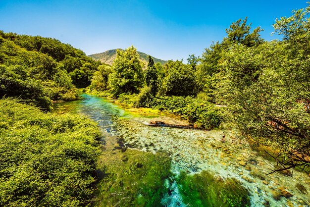 Photo blue eye spring near sarande albania syri i kalter