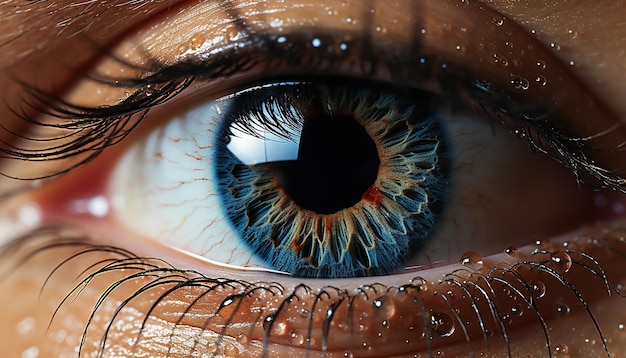 Фото Голубые глаза смотрят на красоту в одном человеке, созданную искусственным интеллектом