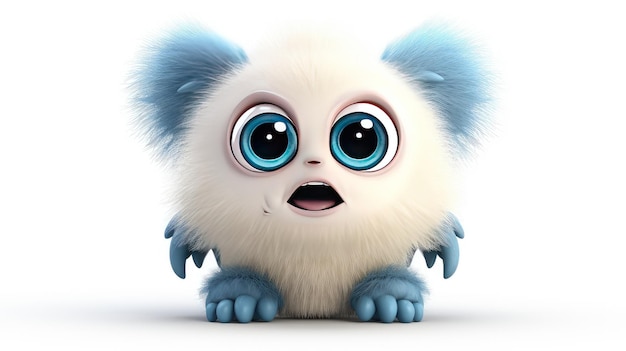 a blue eyed monster with blue eyes and a white background.