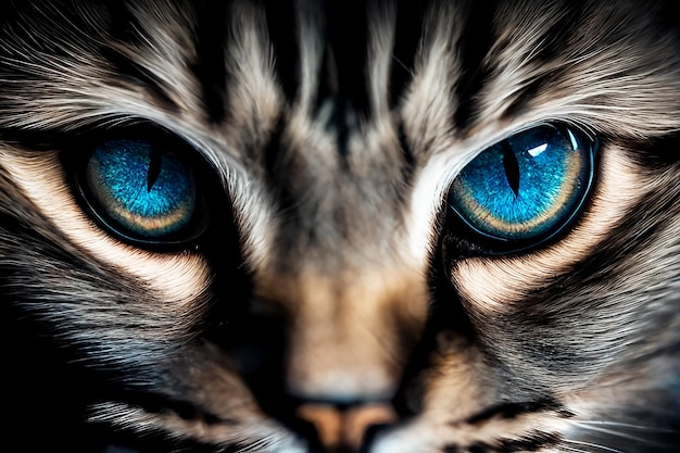 Blue eyes of a cat closeup