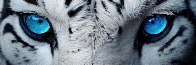 Blue eyes of a white tiger close up