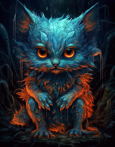 A blue fantasy a cute little creature