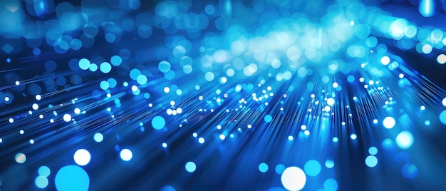 Blue Fiber Optic Cables Glowing Abstract Background