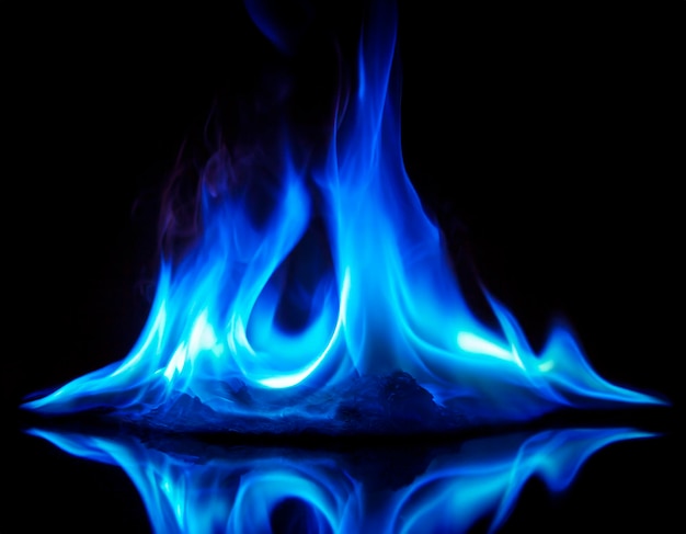 Blue fire on a black background