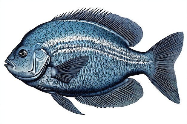 Blue fish isolated on a white background