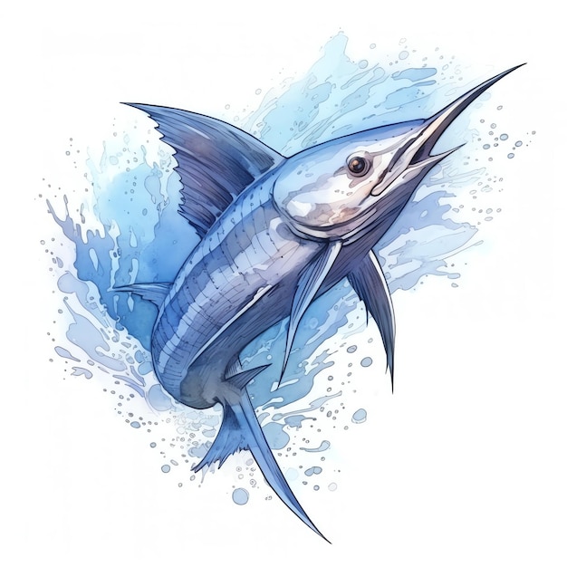 A blue fish with a long tail