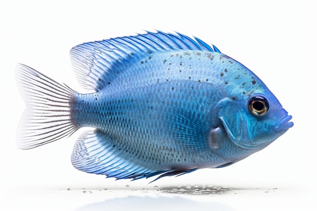 Premium Photo | A blue fish with a yellow eye and a blue fish in the