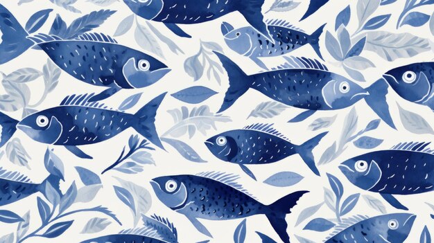 Blue fishes pattern