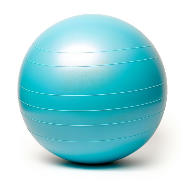 Blue fitness ball isolated on white background