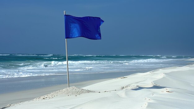 Foto una bandiera blu è su una spiaggia