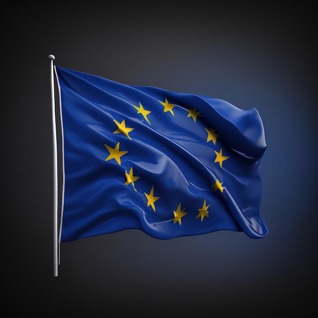 A blue flag with the flag of the european union.