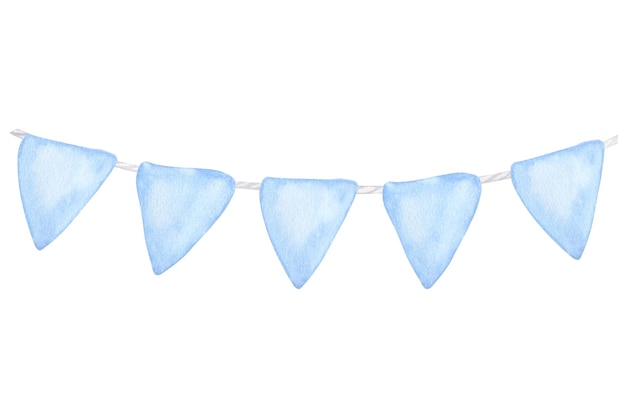 Blue flags boy kids room Hand drawn watercolor illustration isolated gender