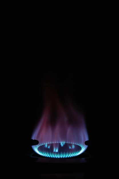 Photo blue flame from gas stove