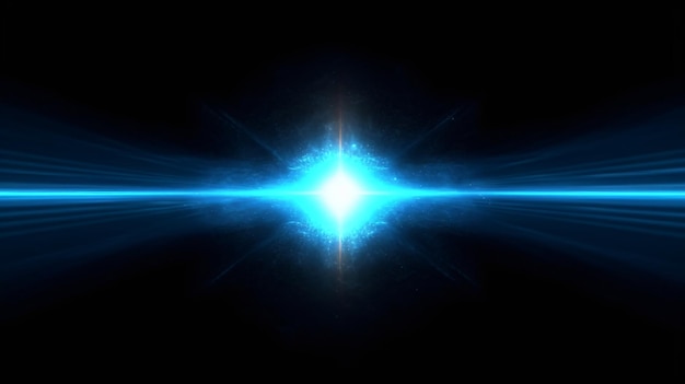 Photo blue flare plasma light burst of a star