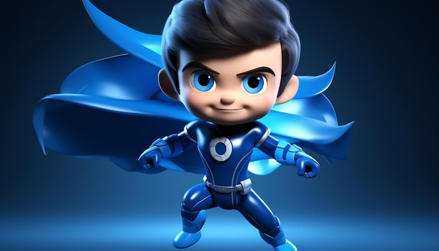 Blue flash Super Hero Chiibi Toddler Pixar Style