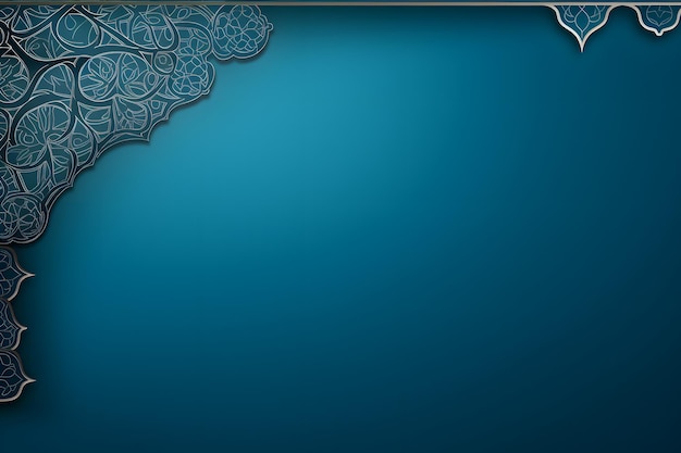 blue flat background with Islamic ornament