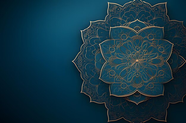 blue flat background with Islamic ornament